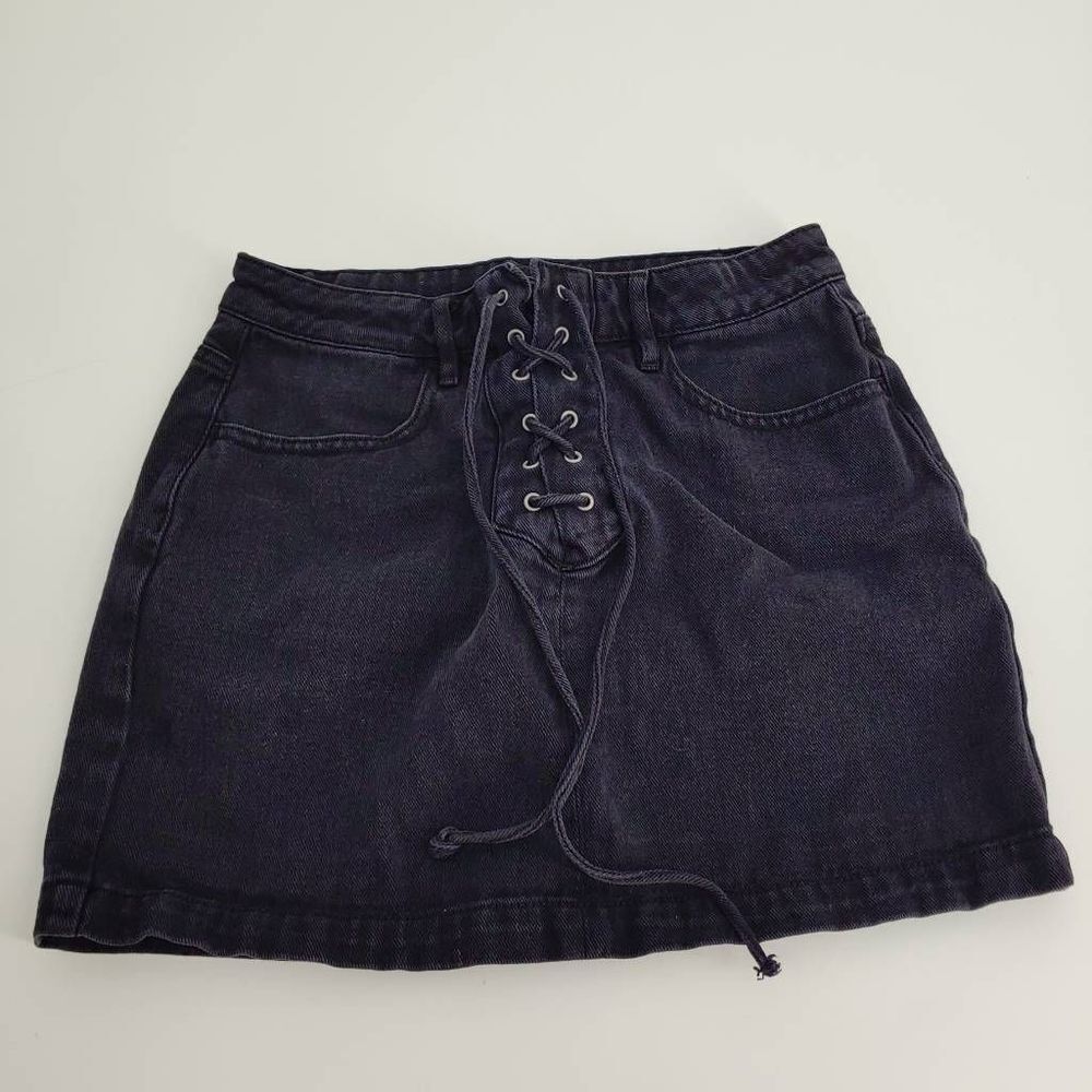 Kendall and Kylie Skirt Women's 25 Black Sexy Tie Lace Up Pockets Belt Loops